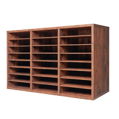 Literature Organizer, 24 Compartments Office Mailbox with Removable Shelves, Wooden Mailbox Sorter Particle Board Office Home Classroom Storage, File by Ebern Designs