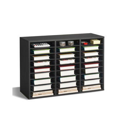 Literature Organizer, 27 Compartments Office Mailbox with Removable Shelves, Wood Mailbox Sorter Particle Board Office Home Classroom Storage, File So by Ebern Designs