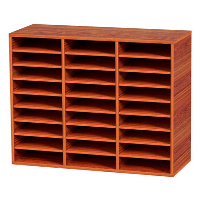 27 Compartments Wood Literature Organizer, Adjustable Shelves, Medium Density Fiberboard Mail Center, Office Home School Storage for Files, Documents, by Ebern Designs