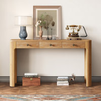 Rustic 52" Curved Console Table With 3 Drawers by Darby Home Co