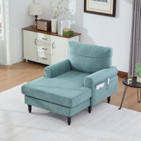 38" Wide Chenille Upholstered Chaise Lounge Indoor Sofa Accent Chair Bed by Charlton Home