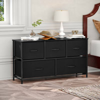 5-Drawer Fabric Dresser With Wood Top, Metal Frame, And Adjustable Feet – Storage Organizer For Bedroom, Closet, Living Room, Or Entryway by Rebrilliant