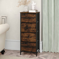 Modern 4-Drawer Fabric Dresser With Wood Top, Metal Frame, And Matte Black Finish – Vertical Storage Tower For Bedroom, Closet, Or Entryway by Rebrilliant