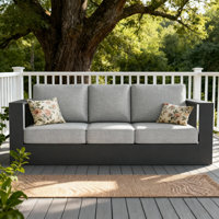 Modern Outdoor Aluminum 3-seater Sofa With Cushions by Ivy Bronx