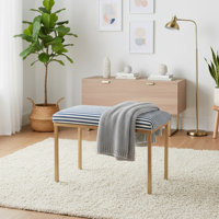 Modern Rectangular Ottoman Footstool With Gold Metal Legs, Upholstered Accent Bench For Bedroom, Living Room by Mercer41
