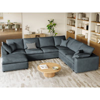 7-Piece Modular Sectional Sofa Cloud Couch, Reversible Living Room Set by Latitude Run