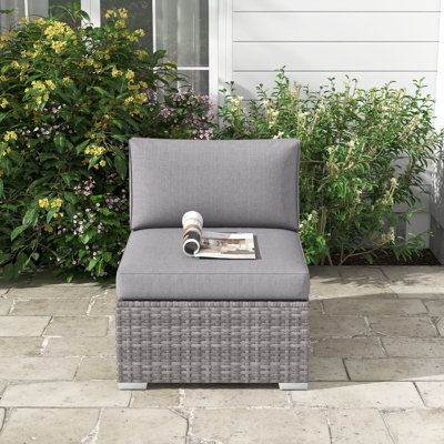 Outdoor Patio Armless Sofa With Cushion