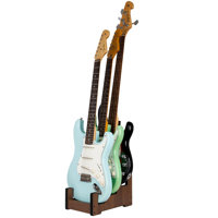 Wood Multi Guitar Stand,3 Holder Stand,Space-Saving Guitar Floor Stand For Home,Music Studio,Stage - Walnut Color (Wood) by George Oliver