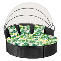 66-Inch Round Daybed Cover Set, Includes Mattress Protector & 3 Separate Pillow Covers, 4-Pcs Outdoor Patio Furniture Protection by Latitude Run