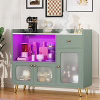 Smart Sideboard Cabinet With Power Outlet & LED Lighting, Multi-Functional Storage Buffet For Living Room, Kitchen And Bedroom Organization by George Oliver