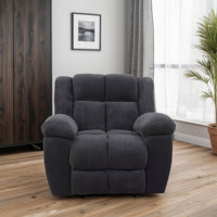 Manual Recliner Chair With Padded Armrests - Overstuffed Corduroy Upholstery, Solid Wood Frame, 400Lb Capacity by Red Barrel Studio