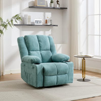 Manual Recliner Chair, Overstuffed Fabric Reclining Chair with Side Pockets & Steel Frame, 300LB by Red Barrel Studio