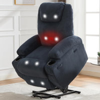 Electric Power Lift Recliner Chair for Elderly with Massage & Heat, Side Pockets & Cup Holders by Red Barrel Studio