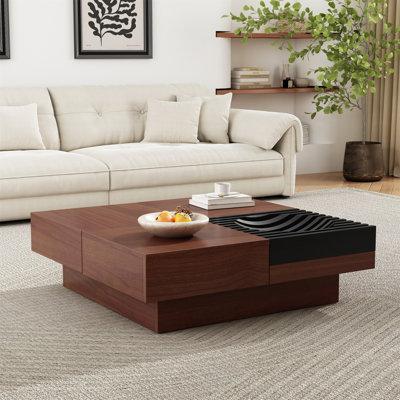 Italian Retro - Inspired Acacia Wood Storage Coffee Table Only The Table, No Chairs. by George Oliver