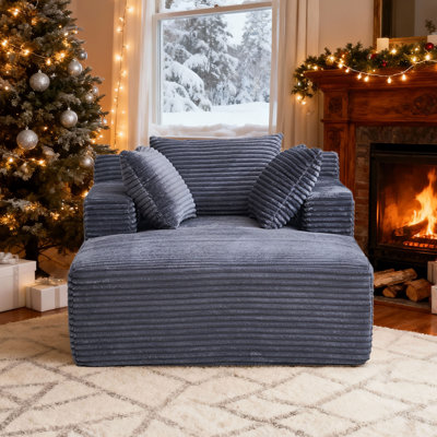 No Assembly Required Oversized Plush Corduroy Chaise Lounge Chair for Living Room by Mercer41