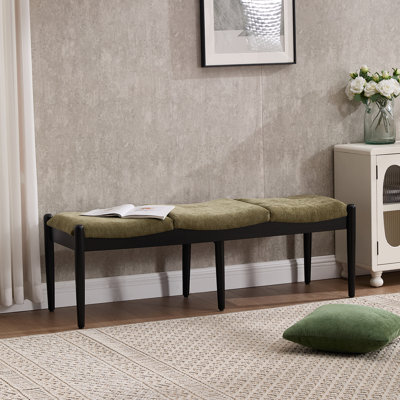 3-Person Upholstered Bench With Solid Wood Frame, Framhouse Bench For Bedroom/End Of Bed/Entryway by Latitude Run