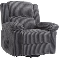 Corduroy Recliner Chair, Manual Recliner Sofa with Pillow Top Arms & Side Pocket, 400LB Capacity