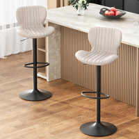 Swivel Upholstered Adjustable Height Bar Stool by George Oliver