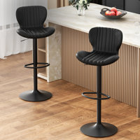 Swivel Upholstered Adjustable Height Bar Stool
