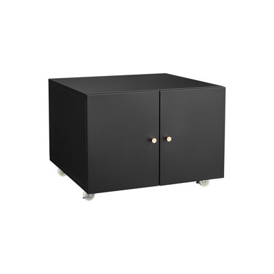 Metal Mobile Printer Stand With Storage – 2-door File Cabinet On Wheels (360° Swivel + Brake), Adjustable Shelf Dividers, Steel Handle For Home Office by Ebern Designs