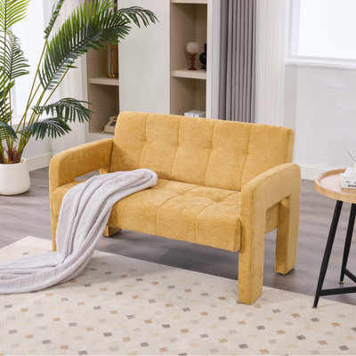 Small Loveseat Sofa With Dual Armrests,modern Double Armchair For Small Space by Mercer41