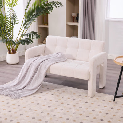 Small Loveseat Sofa With Dual Armrests,modern Double Armchair For Small Space by Mercer41