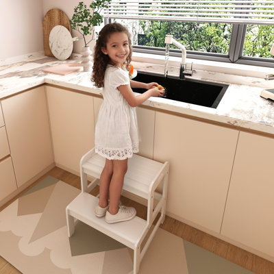 Bamboo Two Step Stool For Kids Toddler For Bathroom Toilet Kitchen by George Oliver