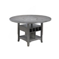 Dining Room 1Pc Counter Height Table W Built In Lazy Suzan Storage Shelf Dining Table Bottom Functional Kitchen Table by Latitude Run