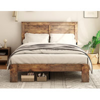 Wood Platform Bed Frame,King Size Bed Frame,No Box Spring Needed and Easy Assembly Tool,Large Under Bed Storage by Millwood Pines