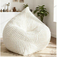 3-in-1 Corduroy Giant Bean Bag Chair Convertible Floor Pillow Machine Washable Cover Bean Bag Sofa by Trule
