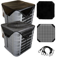 2 (Two) Central Air Conditioner Covers For Outside Units 36 X 36 Inch - 1 (One) Top Universal Mesh Cover And 1 (One) Winter Waterproof Outdoor AC Defe by Arlmont & Co.