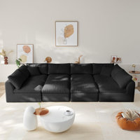 Cloud Sectional Couches for Living Room, Convertible Couch with Ottoman, Modular Sectional Sofa with Deep Seat,No Assembly Required ,with Throw Pillow by Latitude Run