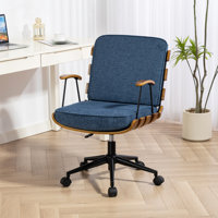 Modern Swivel Upholstered Solid Wood Task Chair With Adjustable Height And Bent Wood by 17 Stories