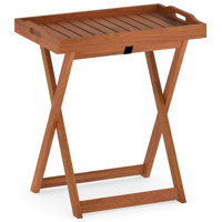 Solid Wood Tray Table Set of 2 w/Removable Top Rectangular TV Tray Bistro Table by Ophelia & Co.
