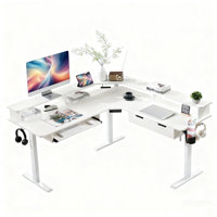 60" L-shaped Electric Standing Desk With Power Outlets & Led Lights by Latitude Run