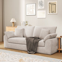 89.8 Inches Modern Loveseat Sofa for Living Room, Mid-Century Cloud Couch with 4 Pillows, Boneless Sofa for Small Spaces, No Assembly Required by Bay Isle Home