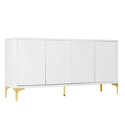 Buffet Cabinet With Carved Door Panels, Adjustable Shelves, And High-Gloss Finish For Modern Living Spaces by Wrought Studio