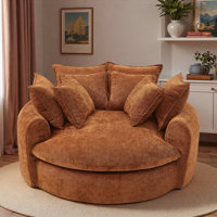 Full-compressed Round Chaise Lounge Sofa With 8 Throw Pillows by Latitude Run