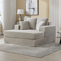 59"×53" Chaise Lounge Chair Indoor - Oversized Comfy Corduroy Upholstered Sleeper Sofa with 4 Pillows & Armrests, Deep Seat Reading Chair Couch, No As by Mercer41