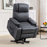 Power Lift Recliner Chair For Elderly With Massage & Heat, 160° Adjustable Pu Leather Electric Recliner With Remote, For Living Room, Bedroom