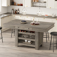 60" Counter Height Dining Table, Farmhouse Rectangular Bar Height Kitchen Island by Winston Porter