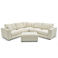 Cloud Modular Sectional Sofa Upholstered Deep Seat Couches With A Movable Ottomon That Can Be Used On Both Sides by Latitude Run