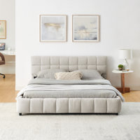 Queen Size Chenille Upholstery Storage Bed Dark Gray by Latitude Run