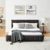Queen Size Chenille Upholstery Storage Bed Dark Gray by Latitude Run