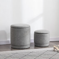 2-Piece Round Fabric Storage Ottoman Set by Ebern Designs