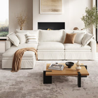 114" Cloud Couch, Oversized Modular Comfy Sofa for Living Room, L Shaped Sectional Couches with Detachable Sofa Cover, Storage Ottoman by Latitude Run
