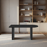 Black desk, semi-circular office and study table by Latitude Run