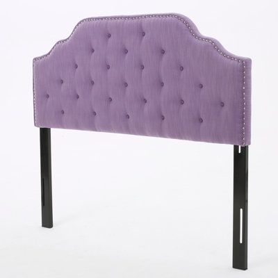 Fabric Headboard - Solid Wood Frame & Metal Legs, Adjustable Height With Nailhead Trim by Everly Quinn
