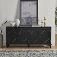 65.2" Mid Century Modern Sideboard Buffet Cabinet With Storage, Symmetrical Geometric Accent Coffee Bar Wine Bar Storage Cabinet, Large Console Table by George Oliver