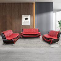 3 Piece Leather Sofa Set, Modern Living Room Furniture With 3-seater Sofa, Loveseat & Armchair,contemporary Couch Set For Home Decor,minimalist Style